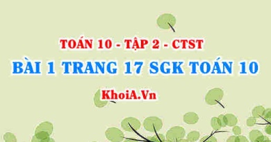 Bài 1 trang 17 SGK Toán 10 tập 2 Chân trời sáng tạo